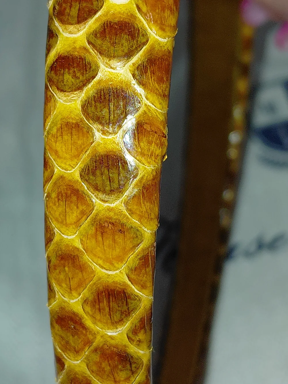 Fendi Yellow and Brown Snakeskin Slim Headband